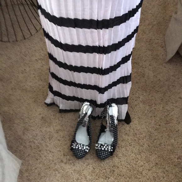 Sheer Black & White Striped Strapless Maxi Dress - Picture 5 of 6